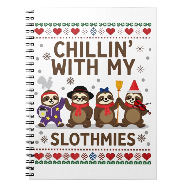 Chillin With My Slothmies Funny Sloth Ugly Christm Notizblock (Vorderseite)