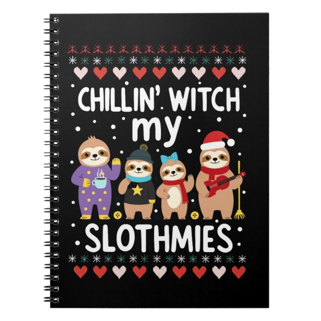 Chillin With My Slothmies Funny Sloth Ugly Christm Notizblock (Vorderseite)