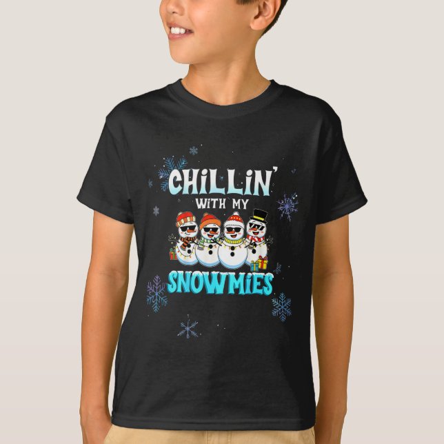 Chillin With My Snowmie Women Christmas Snowman Te T-Shirt (Vorderseite)