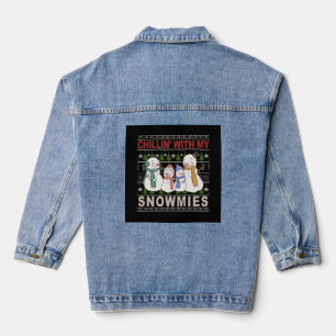Chillin With My Snowmies Funny Ugly Christmas Jeansjacke