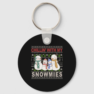 Chillin With My Snowmies Funny Ugly Christmas Schlüsselanhänger