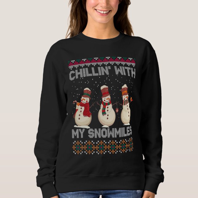 Chillin' With My Snowmies Matching Family Ugly Chr Sweatshirt (Vorderseite)