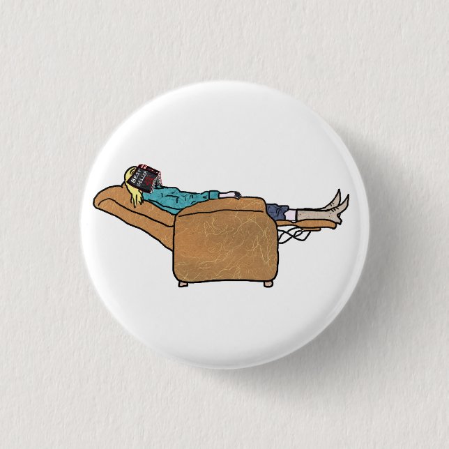 Chilling Funny Lockdown Book Reading Collage Art Button (Vorderseite)