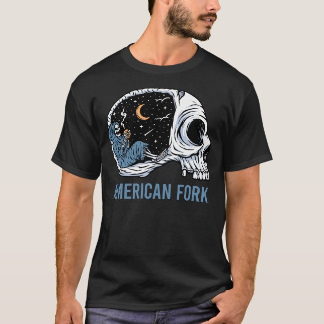 Chilling Skeleton American Fork T-Shirt (Vorderseite)