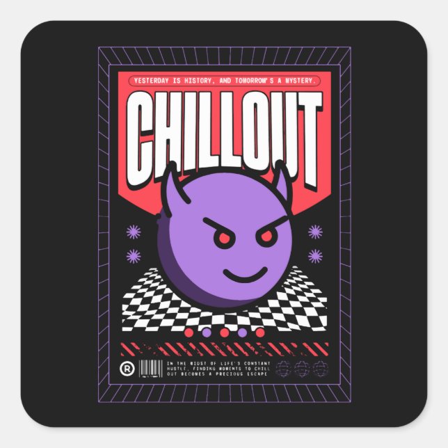Chillout Streetwear Quadratischer Aufkleber (Vorderseite)