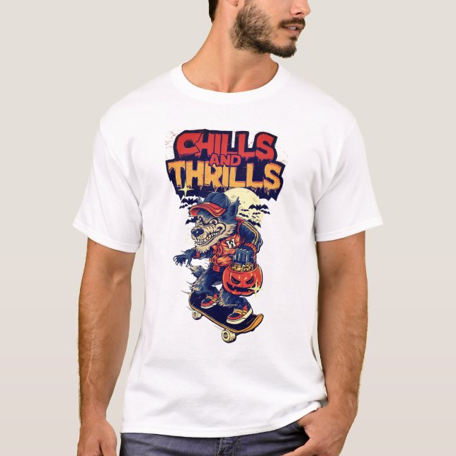  Chills & Thrills Spooky Halloween Graphic Tee (Vorderseite)