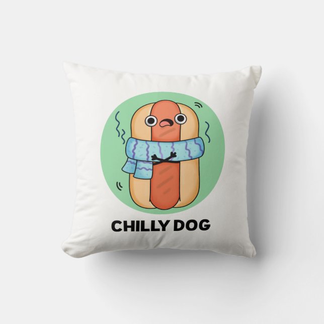 Chilly Hund Funny Chili Hot Dog Puff Kissen (Vorderseite)