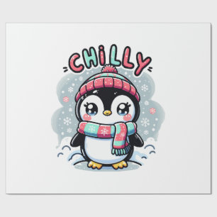Chilly Penguin Snowy Scarf Hug Geschenkpapier