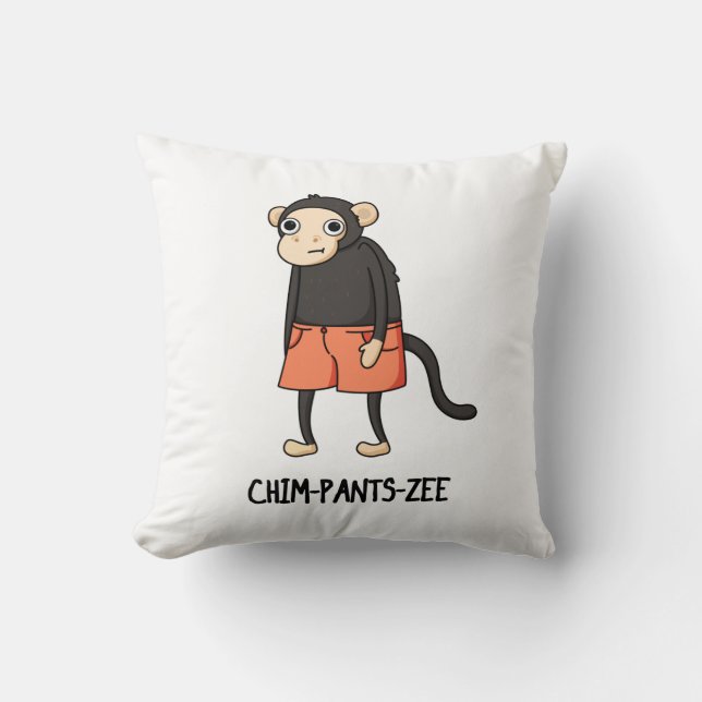 Chim-Pants-Zee Funny Chimpanzee Affenpuppe Kissen (Vorderseite)