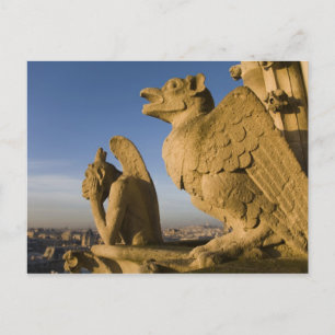 Chimäre an der Fassade der Kathedrale Notre Dame, Postkarte