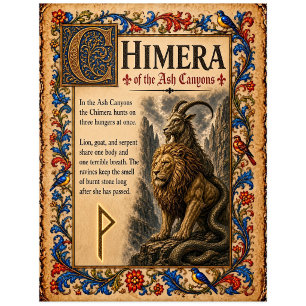 Chimäre, mittelalterliche Bestiarien-Kunst Postkarte