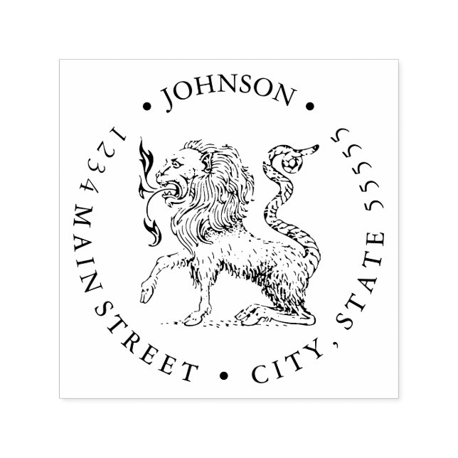 Chimera Lion Heraldry Return Label Permastempel (Design)