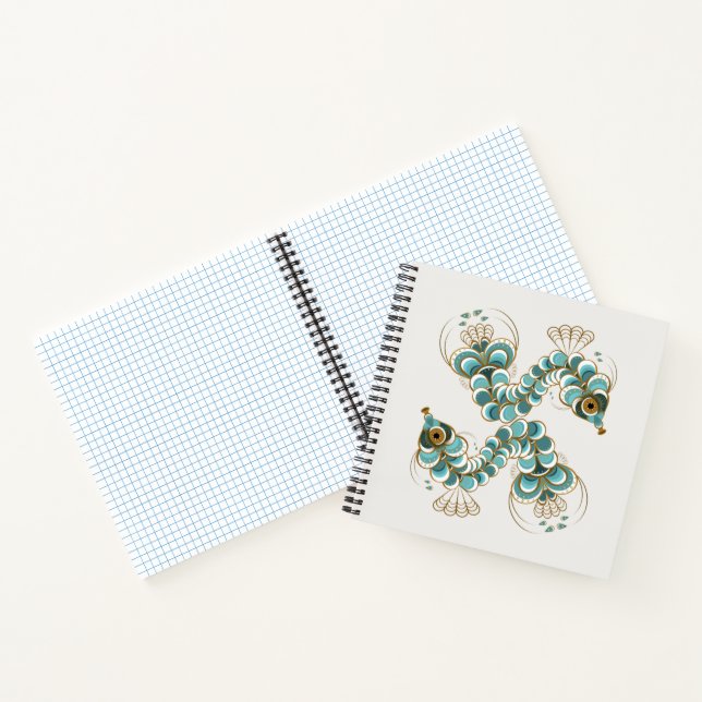 Chimera - Peacock Seepferd Square Notebook Notizbuch (Innenseite)