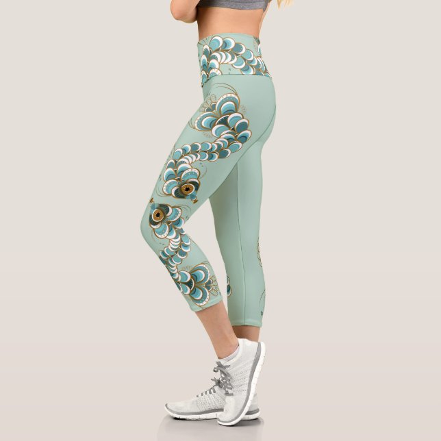 Chimera - Pfauen Seepferd Hochwaisted Capris (Links)