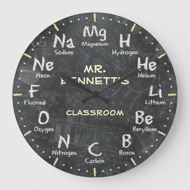 Chimie Science Chalkboard Horloge personnalisée (Recto)