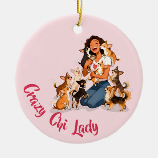 Chimigos - Verrückte Chi-Dame - Chihuahua Keramik Ornament