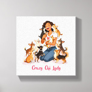 Chimigos - Verrückte Chi-Dame - Chihuahua Leinwanddruck