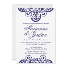 Chimmering Sapphire Ornate Wedding Invitations