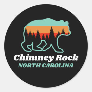 Chimney Rock North Carolina Bär Retro Vintag Runder Aufkleber
