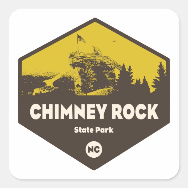 Chimney Rock Staat Park, North Carolina Quadratischer Aufkleber (Vorderseite)