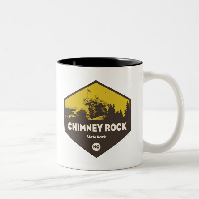 Chimney Rock Staat Park, North Carolina Zweifarbige Tasse (Rechts)