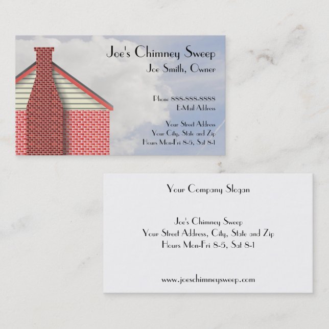 Chimney Sweep Business Card Visitenkarte (Vorne/Hinten)