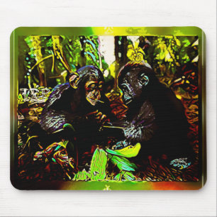 Chimp and Gorilla Cooperation 02. Mousepad
