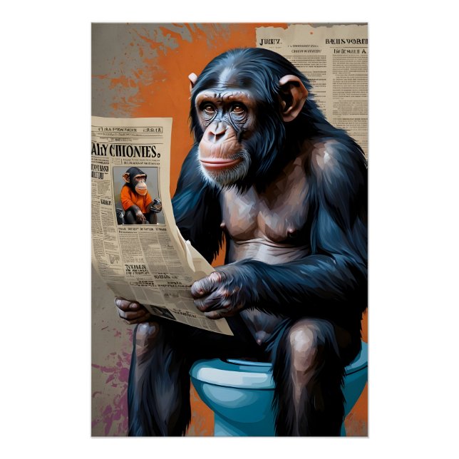 Chimp auf dem Throne Royal Pop Art mit Strickend Poster (Vorderseite)
