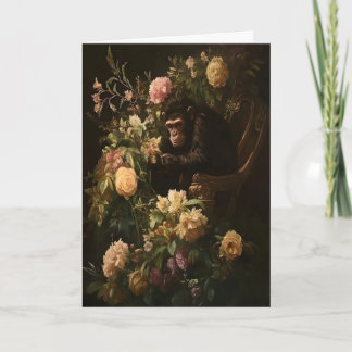 Chimp & Blooms Dark Academia Florale Kunst, Vintag Karte