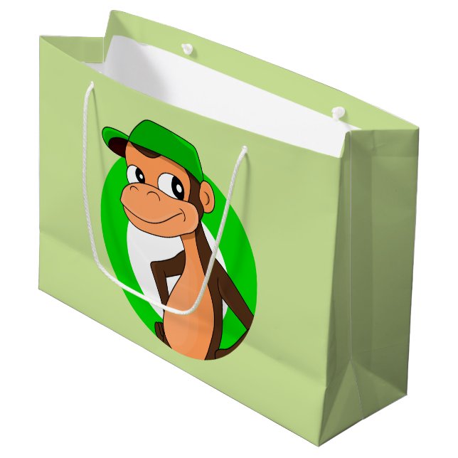 Chimp Cartoon große Geschenktasche Geschenktüte (Vorderseite Schrägansicht)