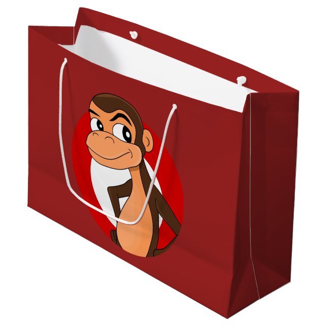 Chimp Cartoon große Geschenktasche Große Geschenktüte (Vorderseite Schrägansicht)