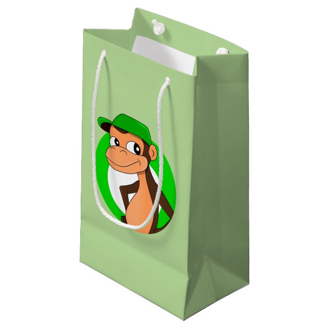 Chimp Cartoon kleine Geschenktasche Kleine Geschenktüte (Vorderseite Schrägansicht)