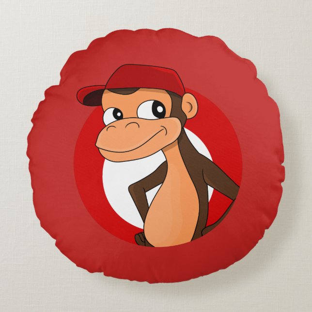 Chimp Cartoon Rundkissen Rundes Kissen (Vorderseite)
