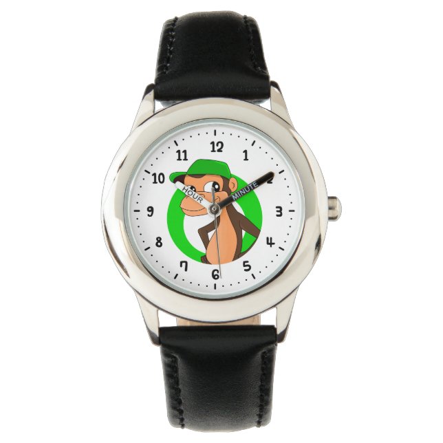 Chimp-Cartoon-Uhr Armbanduhr (Vorderseite)