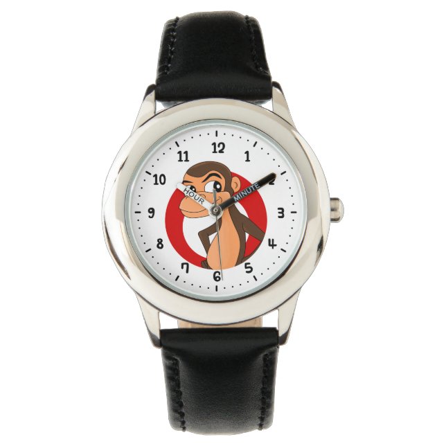 Chimp-Cartoon-Uhr Armbanduhr (Vorderseite)