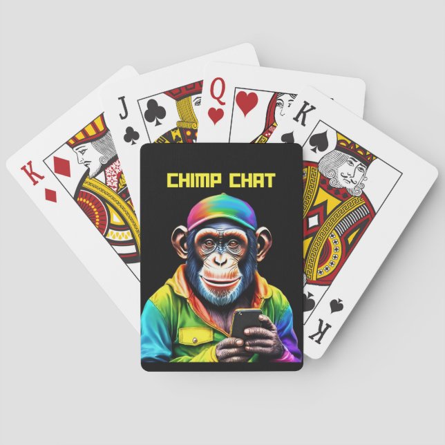 Chimp Chat-Schimpanse mit Telefon- Spielkarten (Rückseite)