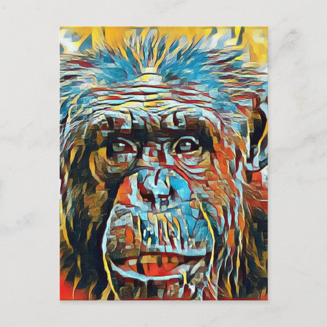 Chimp Chimpanzee Pop Art Digital Fotograph Postkarte (Vorderseite)