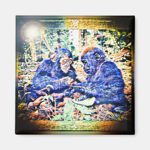 Chimp & Gorilla Zusammenarbeit 01 Magnet