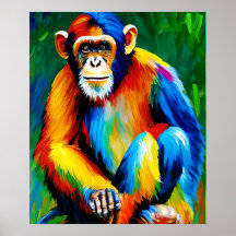 Chimp-Malerei | Zuhause-Dekoration, farbiger Regen