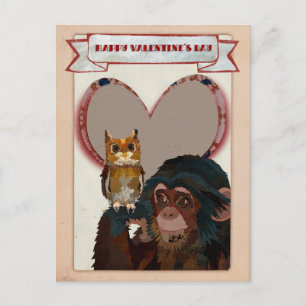 CHIMP & OWL VALENTINSTAG-Postkarte Feiertagspostkarte