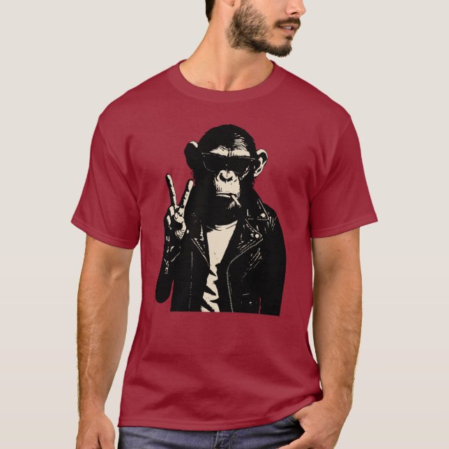 Chimp Rebel Peace Sign Leather T-Shirt (Vorderseite)