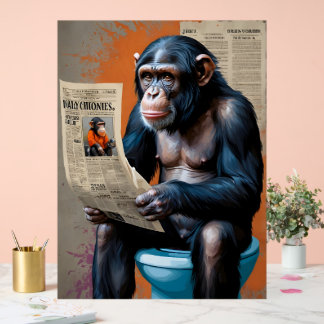 Chimp Royalty on the Throne" - Einzigartige Tierku Acrylschild