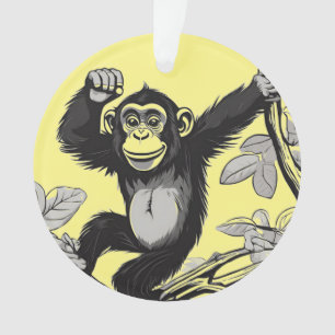 Chimpanzé mignon sur la branche accueille
