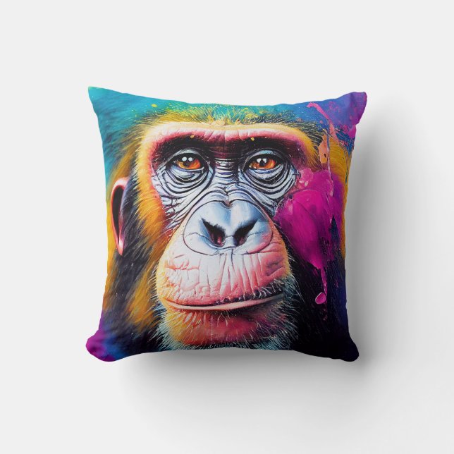 Chimpanzee Ape Animal Discovery Adventure Nature Kissen (Vorderseite)