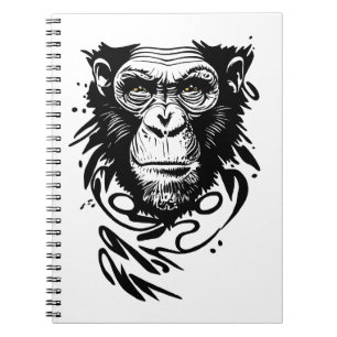Chimpanzee Ape Wild Animal Nature Illustration Art Notizblock