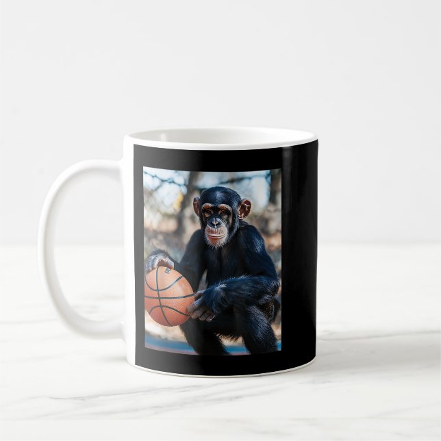 Chimpanzee Basketball Affe Funny Graphic Kaffeetasse (Links)