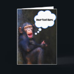 Chimpanzee Funny Face Wildlife Grußkarte Karte<br><div class="desc">Schimpansen machen ein komisches,  überraschtes Gesicht,  ideal für eine humorvolle Geburtstagskarte oder wie auch immer Sie gewollt,  um den Gruß und die innere Nachricht anzupassen</div>