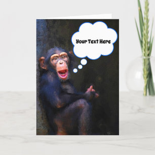 Chimpanzee Funny Visage Faune Carte de voeux