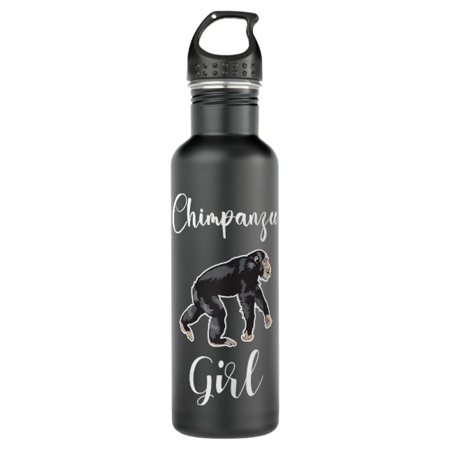 Chimpanzee Girl Monkey Chimpanzee Lover I Liebe Ch Edelstahlflasche (Vorderseite)