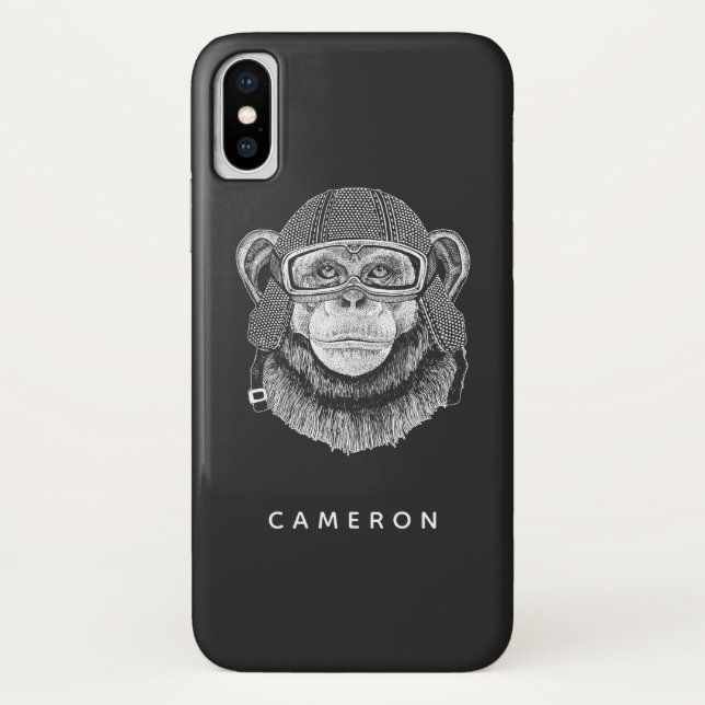 Chimpanzee Motorradfahrer | Name hinzufügen Case-Mate iPhone Hülle (Rückseite)
